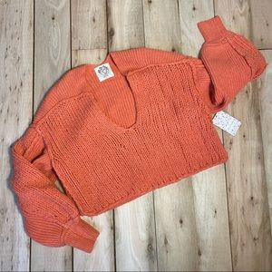 Free People Cropped Chunky Pullover Sweater